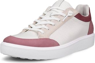 Ecco Womens Soft 60 Shoes With Laces In White With Red