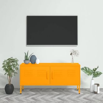 Berkfield Home TV Cabinet Mustard Yellow 105x35x50 cm Steel | Size: 105 x 35 x 50 cm