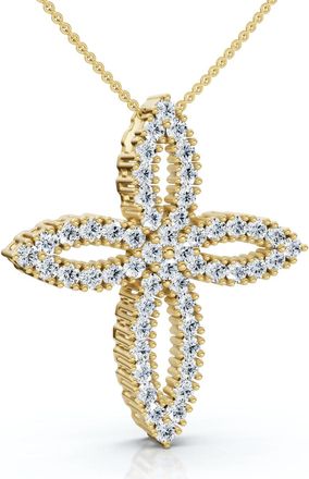 Pompeii3 1/2Ct TW Diamond Cross Religious 10k Gold Lab Grown 18 Necklace