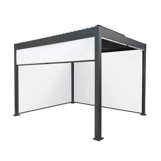 MonsterShop Anthracite Aluminium Pergola With White Blinds - 3m x 3m in Grey