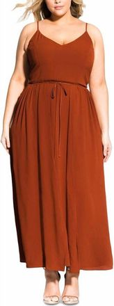City Chic Divine Floaty Overlay Crepe Faux Wrap Maxi Dress In Spice