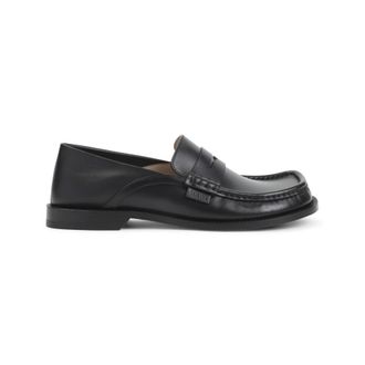 Loewe Black Leather Loafers