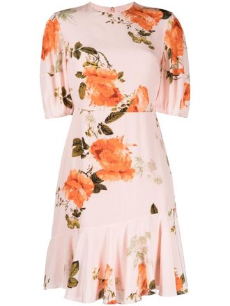 Erdem floral-print silk minidress - women - Silk - 14 - Pink