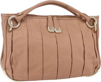 Bally Vintage Handbag Leather Beige Leather Handbag (Pre-Owned)