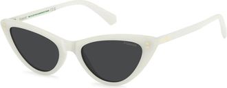 Polaroid Witte Grijze Gepolariseerde Zonnebril - Dames - Zonnebrillen - Wit - 52 MM - Accessoires
