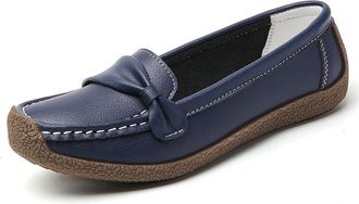 Generic Womens Round Toe Slip On Flats Comfort Soft Sole Casual Lightweight Versatile Loafers (Blue,8.5)