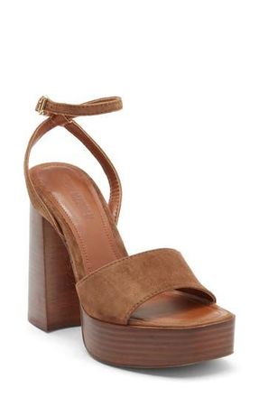 Steve Madden Floria Platform Ankle Strap Sandal in Chestnut Suede at Nordstrom Rack, Size 7.5
