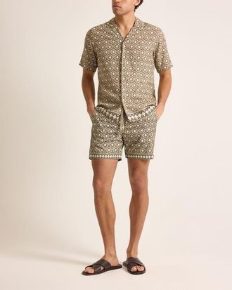 Orlebar Brown Maitan Relaxed Fit Passetto Print Shirt in Bayleaf Green at Nordstrom, Size X-Large