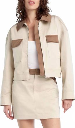 Favorite Daughter Monica Colorblock Jacket In Beige Khaki