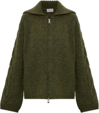 Moncler Logo Patch Sweater - Dames - Vesten - Groen - L - Wol - Truien & Vesten