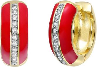 Rachel Glauber 14K Plated Cz Enamel Earrings