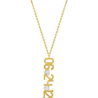 SHYMI Fancy Cubic Zirconia Heart Date Pendant Necklace in Gold at Nordstrom