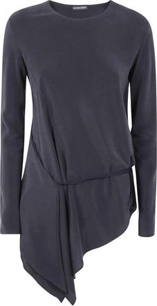 Ann Demeulemeester Deana Draped Asymmetric Top - Dames - Longsleeves - Zwart - XS - Tops