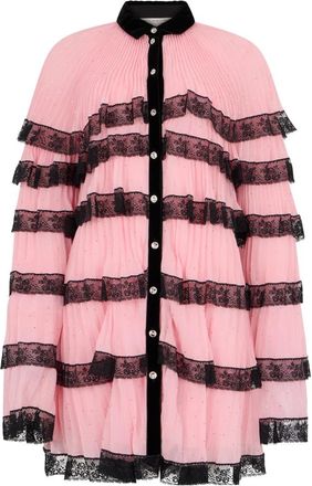 Philosophy di Lorenzo Serafini Shirt met kanten rand - Dames - Overhemden - Roze - L - Polyester - Overhemden