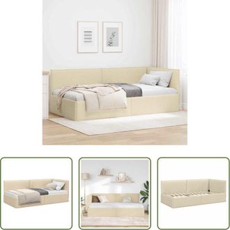 vidaXL vidaXL Daybed - Cornice del letto ad angolo Crema 90 x 190 cm Tessuto