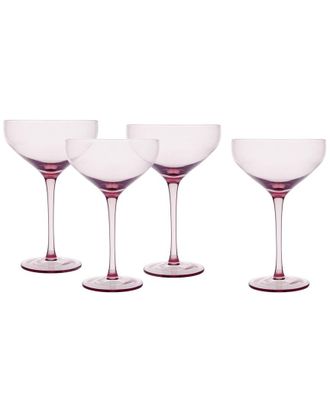 Fortessa Set Of 4 Gala Glass Pink Coupe Cocktail Glasses