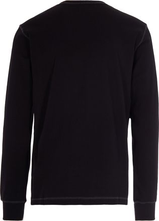 Diesel Mens T-Shirt Madjust Ls Tr Black Cotton; Rib Cotton T-Shirts And Polos