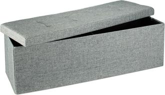 Relaxdays Relaxdays - Folding Storage Bench xl, 38 x 114 x 38 cm, Foldable Ottoman Footstool, with Lid, Fabric, Grey