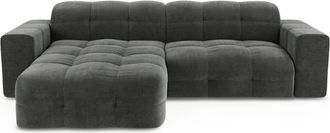 Sia Home Sof&aacute; esquinero izquierdo 5 plazas terciopelo gris grafito 230 cm