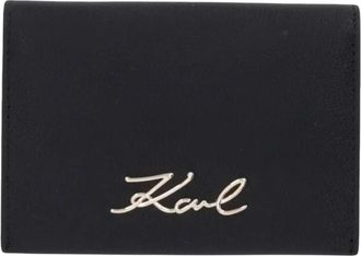 Karl Lagerfeld K/Weave Kaarthouder - Dames - Portefeuilles - Zwart - ONE Size - Leer - Accessoires