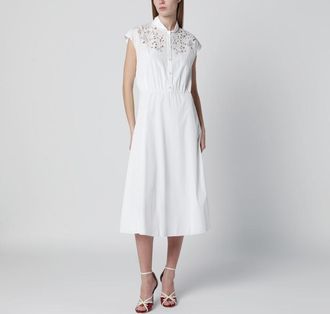 Valentino White midi dress with Sangallo embroidery