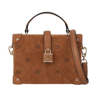 Karl Lagerfeld K/Autograph Padlock Suede Trunk Bag - Dames - Handtassen - Bruin - ONE Size - Leer - Tassen