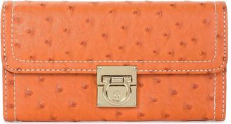 Tiffany & Fred Classic Ostrich-Embossed Leather Wallet