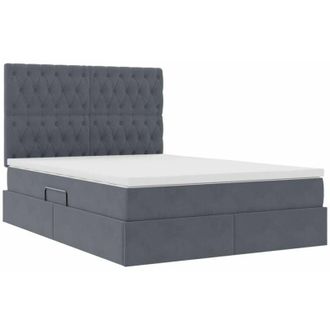 vidaXL with Mattress with Headboard Dark Grey 140 x 200 cm Velvet vidaXL