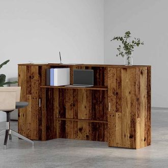 Berkfield Home Reception Desk Old Wood 180x50x103.5 cm Engineered Wood in Brown