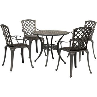 vidaXL Juego De Comedor De Jard&iacute;n 5 Piezas Aluminio Fundido Bronce Vidaxl