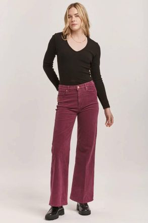 Dear John Denim Fiona High-Rise Wide-Leg Jeans In Plum Berry Cords
