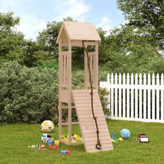 vidaXL Casa De Juegos Con Pared De Escalada Madera Maciza Pino Vidaxl