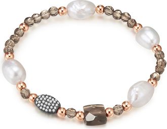 Lulu & Jane Womens Female Pearl Bracelet Metal (Alloy) - Rose Gold - One Size