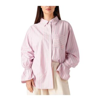 Ibana Dames, Blouses & Shirts, Roze, Maat: S Linnen