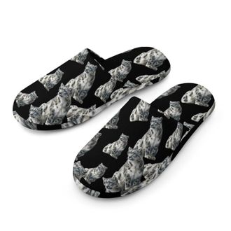 Generic Snowy Leopard Mens Cozy Memory Foam Slippers Warm Cotton House Shoes Comfy Slipper for Indoor Outdoor