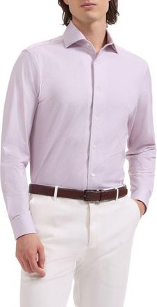 Bugatchi Devon OoohCotton Optical Grid Print Button-Up Shirt in Primerose at Nordstrom, Size Xxx-Large