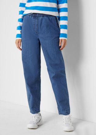 Bonprix Mom-Jeans BONPRIX, Damen, Gr. 52, N-Gr, blau (mittelblau denim used), Obermaterial: 82% Baumwolle, 17% Polyester, 1% Elasthan, loose fit, Jeans Mom-Je