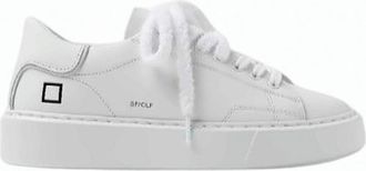 D.A.T.E. White Sfera Calf Leather Stitched Sneakers