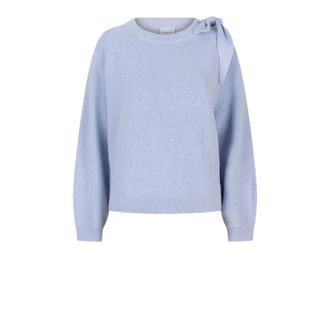 Dante6 Cut-Out Bow Sweater in Crystal Blue - Dames - Ronde hals truien - Blauw - M - Truien & Vesten