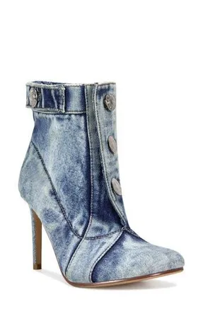 Azalea Wang Moriah Bootie in Denim at Nordstrom Rack, Size 6.5