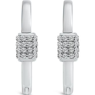 House of Brilliance 10K Gold 3/8 Cttw Lab Grown Diamond Heart Shaped Huggie Hoop Earrings in White at Nordstrom