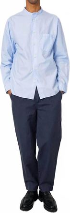 Folk Signal Straight Leg Pant In Dark Navy Slub Linen