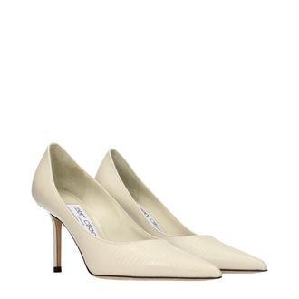 Jimmy Choo London Textured Leather Pump - Beige