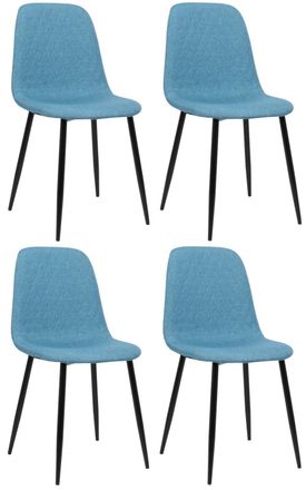 Clp Set de 4 sillas con asiento en tela azul