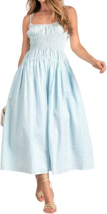 Elan Striped Spaghetti Strap Maxi Dress In Light Blue/white