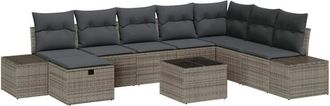 vidaXL Conjunto De Sof&aacute; De Jard&iacute;n 9 Pcs Gris 55 X 62 X 69 Cm Polirat&aacute;n Vidaxl