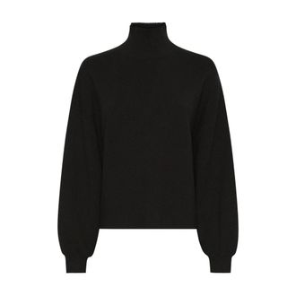 Moss Copenhagen Gebreide Pullover met Ballonmouwen - Dames - Truien - Zwart - Maat: M/L Viscose