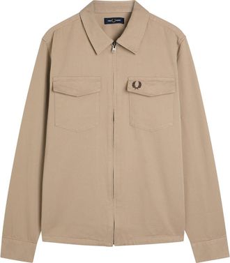 Fred Perry Logo-embroidered Cotton-twill Overshirt - Cream - Xxl