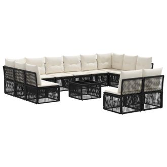 vidaXL Conjunto De Sof&aacute;s De Jard&iacute;n 13 Pcs Negro Rat&aacute;n Sint&eacute;tico Vidaxl