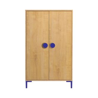 Really Nice Things Armario 2 puertas color roble y detalles en az&uacute;l